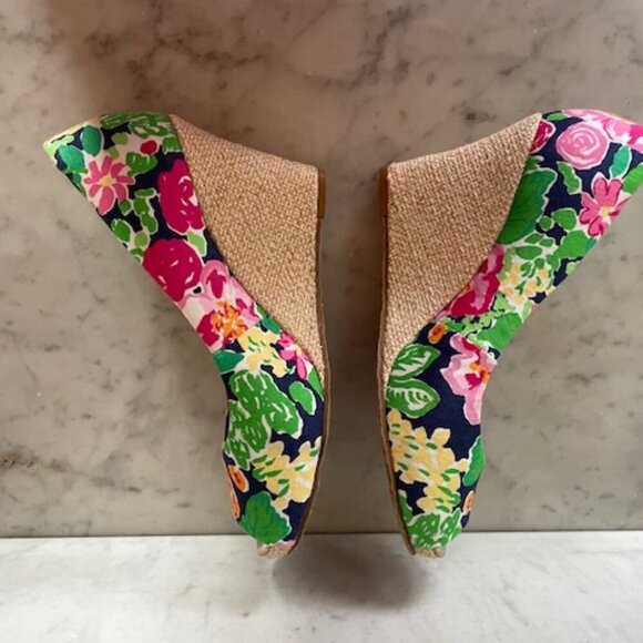 LILLY PULITZER Resort Chic Wedge Mini Getaway Garden Peep Toe Espadrille… - Picture 8 of 16